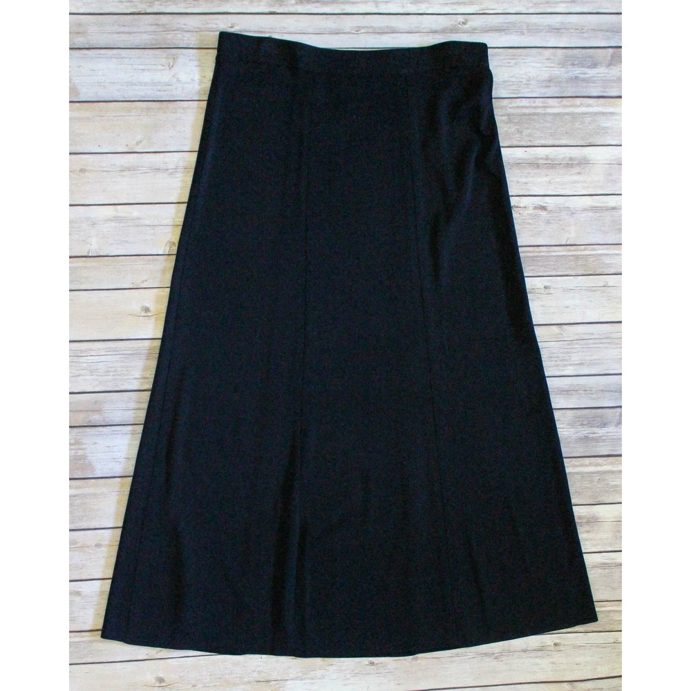 Exclusively Misook Knit Maxi Skirt Large Black Knit A-Line Elastic Waist Pull On